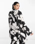 ASOS LUXE Curve co-ord suit jacket in black & white floral print