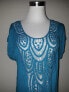 Blue Island Women's Crochet Swimsuit Cover Tunic Top Blue S