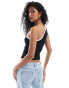 New Look contrast one shoulder top in black