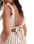 Vila Petite jumpsuit with tie back in spice stripe