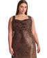 Plus Size Sequin Cowlneck Sleeveless Midi Dress