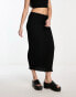 Bershka textured midi skirt in black