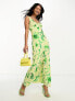 ASOS DESIGN sleeveless plunge neck burnout midi dress in green floral