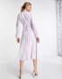 ASOS DESIGN bias cut satin wrap midi dress with tie waist in lilac