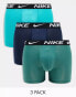 Nike Dri-Fit Essential Microfibre briefs 3 pack in navy, teal and blue