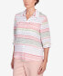 Women's English Garden Stripe Split Sleeve Button Down Shirt