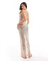 Kaiia sequin crochet maxi beach dress in gold