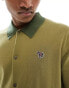 Paul Smith knitted collared shirt with zebra logo in green