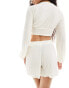 Vero Moda petite plisse shorts co-ord in cream