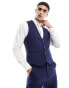 ASOS DESIGN wedding skinny suit waistcoat in navy microtexture