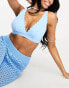 Peek & Beau Fuller Bust Exclusive mix & match scallop plunge long line bikini top in pastel blue