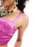 Kanya corset top co-ord with attachable mesh drape in fuchsia