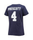 Women's Dak Prescott Navy Dallas Cowboys Plus Size Name and Number V-Neck T-shirt