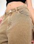 Stradivarius super wide leg jean in faded brown vintage wash