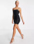 Lola May sequin strappy back mini dress in black