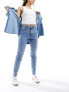 Pieces Kelly high waisted tapered ankle jeans in light blue