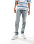 River Island tapered jeans in midwash blue