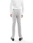 ASOS DESIGN wedding slim suit trouser in light grey birdseye texture