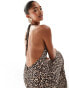 Pull&Bear backless halterneck maxi dress in leopard print