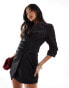 Miss Selfridge Petite blazer dress with ruched detail in black