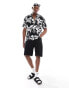 Jack & Jones floral shirt with revere collar in black