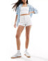 Stradivarius mom slim denim short in white