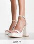 Glamorous Wide Fit platform heel sandals in white patent