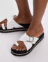 Topshop Wide Fit Jenny espadrille sandal with buckle detail in white croc