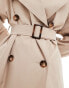 Miss Selfridge Petite belted trench coat in stone