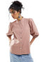 & Other Stories high neck blouse with volume sleeves in washed pink