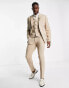 ASOS DESIGN wedding skinny suit jacket in linen mix in micro texture in brown