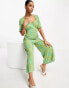 Nobody's Child Winnie button jumpsuit in green print