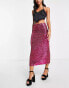 Topshop sequin midi skirt in hot pink