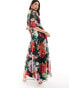 Hope & Ivy wrap maxi dress in black base floral