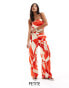 Forever New Petite wide leg trouser co-ord in red and white print