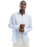 Scalpers icon linen shirt in light blue stripes