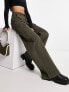 Urban Classics high waist wide leg cargo trousers in olive