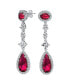 Art Deco Red Cubic Zirconia Halo Long Pear Solitaire Teardrop CZ Statement Dangle Chandelier Earrings Pageant Party