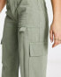 ASOS DESIGN high waisted straight leg cargo trouser in sage