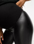 Threadbare Maternity faux leather seam detail leggings in black