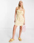 New Look ruched bust strappy mini dress in yellow floral