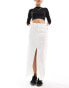 River Island split front maxi skirt in white