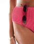 Vero Moda crinkle high waisted bikini bottoms in hot pink