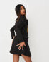 Missguided lace up detail blazer mini dress in black