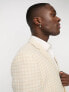 ASOS DESIGN wedding skinny suit jacket in linen mix in gingham in camel