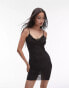 Topshop sheer crinkle lace trim mini dress in black