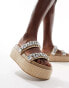 Public Desire Duchess flatform sandal with embellished straps in raffia