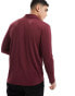 ASOS DESIGN long sleeve rib jersey shirt with revere in burgundy