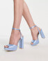 Be Mine Wide Fit Bridal Vanyaa platform sandals in pale blue satin