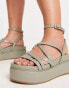 ASOS DESIGN Wide Fit Taurus strappy flatform sandals in sage green